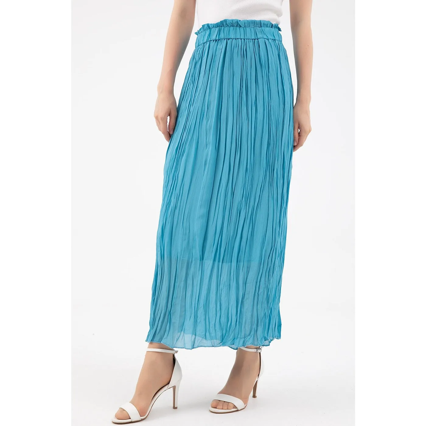 Blue Chiffon Pleated Skirt